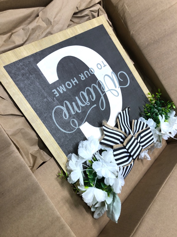 Photo 1 of 16'' Personalized Last Name Welcome Sign, Door Wreaths for Front Door Outside, Spring Wreath for Front Door Decor, Farmhouse New Home Gifts for Home (C)