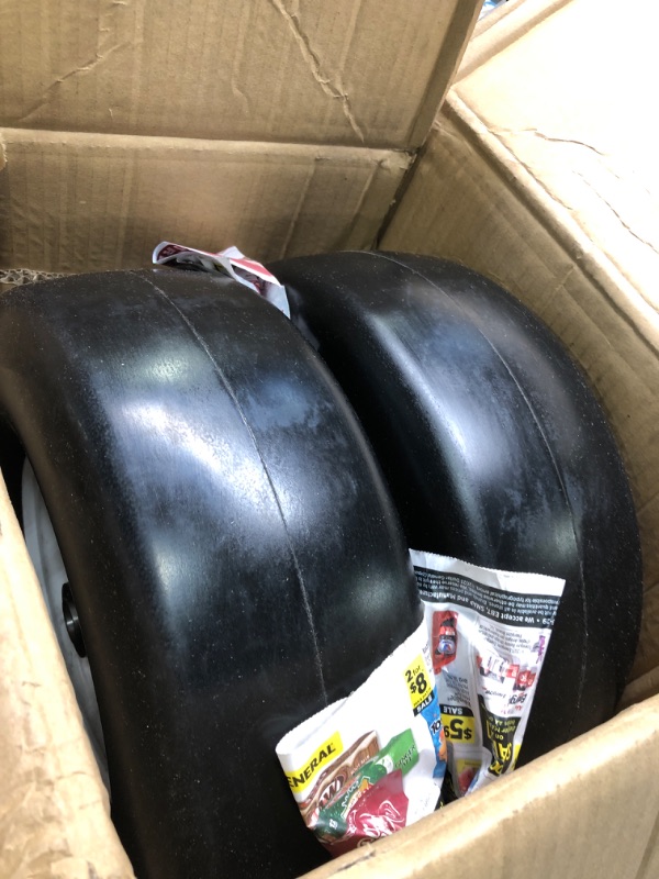 Photo 3 of 2 Pack 13x6.50-6 Tires Flat Free for Zero Turn Lawn Mower, 13x6.50x6 Solid Smooth Tire and Wheel Assemblies with Grease Fitting, 4" Centered Hub, 3/4" Ball Bearings with 24 Adapter Kits