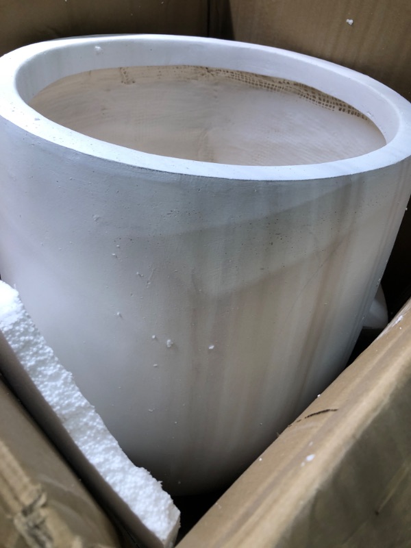 Photo 1 of 21.7 in. Tall Pure White Lightweight Concrete Outdoor Round Bowl Planter