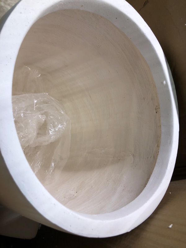 Photo 1 of 21.7 in. Tall Pure White Lightweight Concrete Outdoor Round Bowl Planter