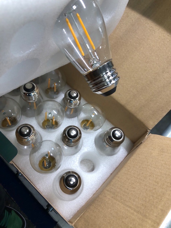 Photo 1 of 15PACK 2W S14 LED Edison Light Bulbs for Outdoor String Light Replacement, E26 Medium Screw Base, Non Dimmable, 2200K Warm White, 2Watt to Replace 11w/20w/25w Incandescent Bulb