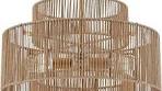 Photo 1 of 24” Boho Hand Woven Rattan Chandelier 3 Round Adjustable 4-Light Large Pendant Light for Kitchen Island Dining Room Living Room Hallway, Brass, UL Listed