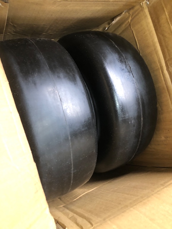 Photo 3 of 2 PCS Premium 13x6.5-6 Flat Free Tire and Wheel for Lawn Mowers & Zero Turn Mowers, with 3/4" & 5/8" Grease Bushing and 4"-7.2" Centered Hub, Solution for Commercial Grade Lawns, and Garden Turf