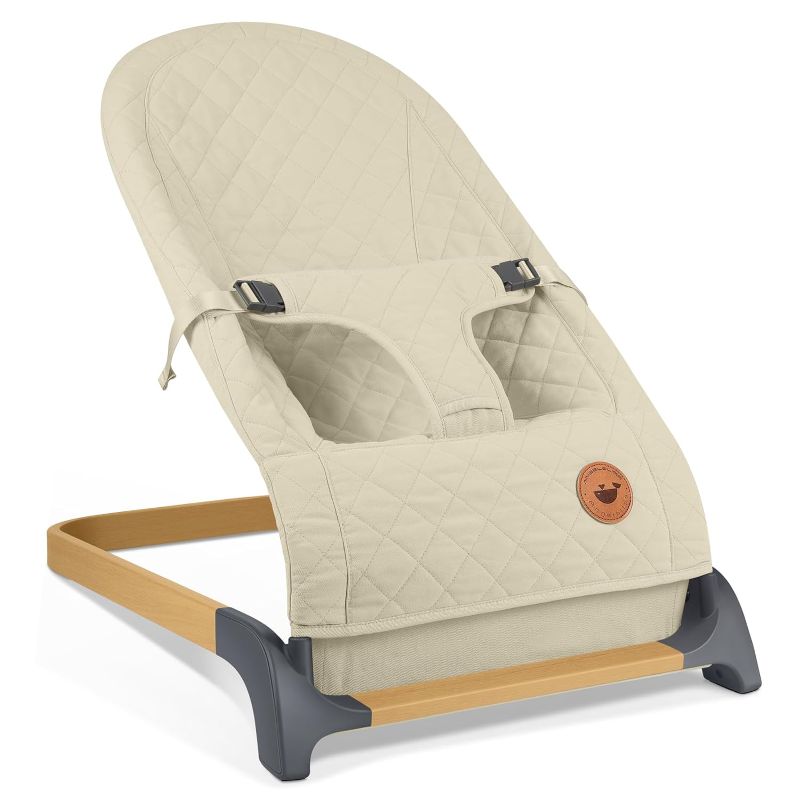 Photo 1 of ANGELBLISS Baby Bouncer, Portable Bouncer Seat for Babies, Infants Bouncy Seat with Mesh Fabric, Natural Vibrations (Apricot)