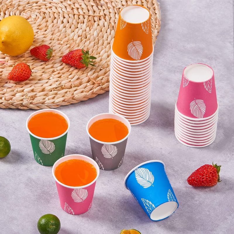 Photo 1 of 600 Pack 3oz Disposable Paper Cups, Small Disposable Cups, Colorful Small Mouthwash Cups, Mini Paper Cups for Parties, Picnics, Barbecues, Travel and Events