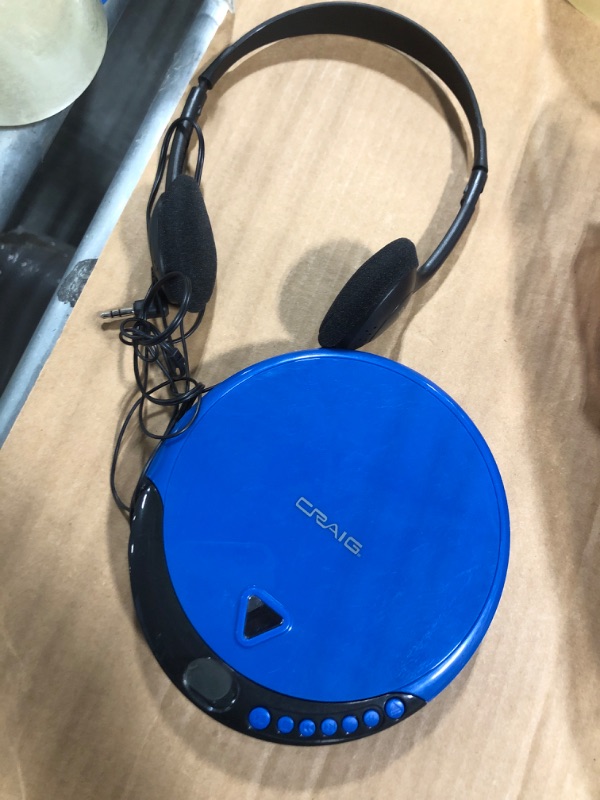 Photo 3 of Craig CD2808-BL Personal CD Player with Headphones in Blue and Black | Portable and Programmable CD Player | CD/CD-R Compatible | Random and Repeat Playback Modes |