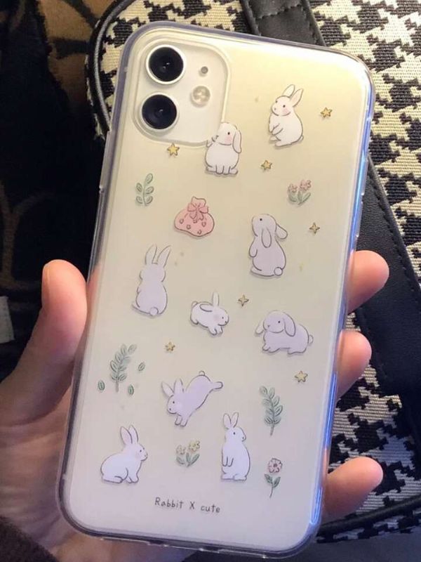 Photo 1 of Compatible for iPhone 14 Pro Case Clear with Design Baby Bunny Rabbit Flower Cute Protective Aesthetic Transparent Floral Pattern Women Girls Kawaii Sturdy Cool Phone Cover for iPhone 14 Pro for iPhone 14 Pro Baby Bunny