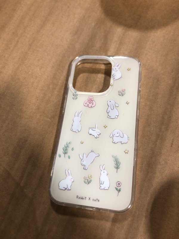 Photo 3 of Compatible for iPhone 14 Pro Case Clear with Design Baby Bunny Rabbit Flower Cute Protective Aesthetic Transparent Floral Pattern Women Girls Kawaii Sturdy Cool Phone Cover for iPhone 14 Pro for iPhone 14 Pro Baby Bunny