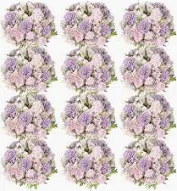 Photo 1 of 100 Pcs Artificial Flower Bulk Fake with Stems Decoration DIY for Wedding Brides Maid Bridal Bouquet Centerpieces Party(White purple)