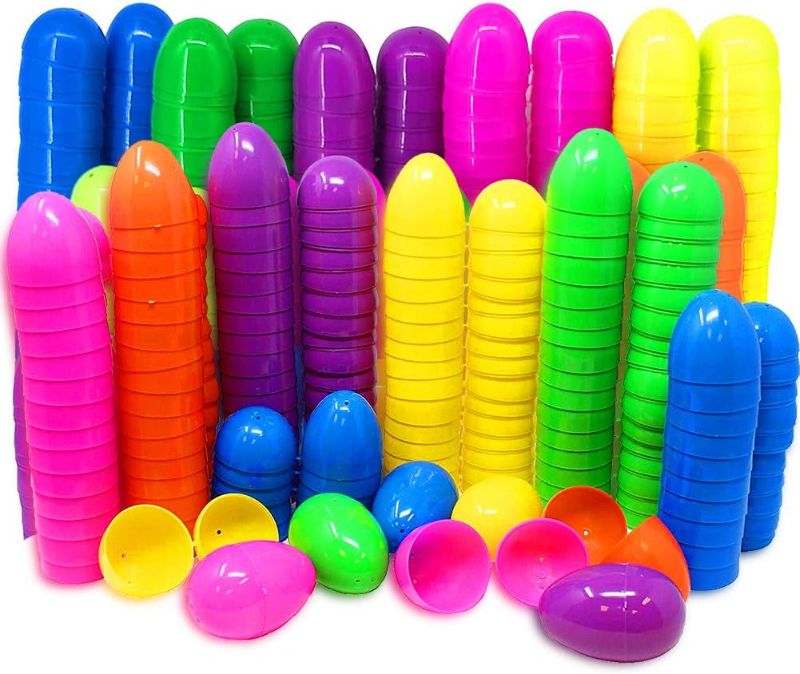 Photo 1 of 100 Pack Bulk Easter Eggs, Plastic Easter Eggs Assortment - 2.4" Bright Colors Easter Eggs For Filling Candy Treats, Easter Party Favor, Easter Eggs Hunt Easter Basket Stuffers Fillers