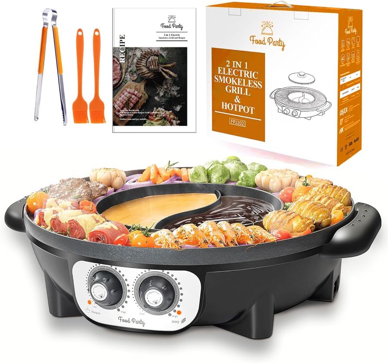 Photo 1 of 2 in 1 Electric Smokeless Grill and Hot Pot