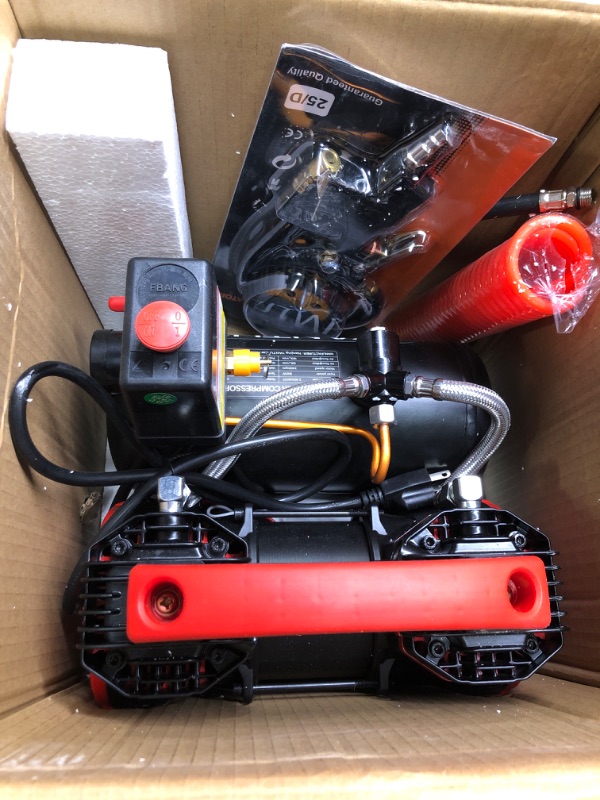 Photo 4 of **BROKEN VALVE** YANTU Air Compressor, Oilless Piston 3L 1.2hp Small Silent Oil-free Portable Air Compressor,Quiet Compressor for Auto Repair, Tire Inflation, Spray Painting, Woodwork Nailing