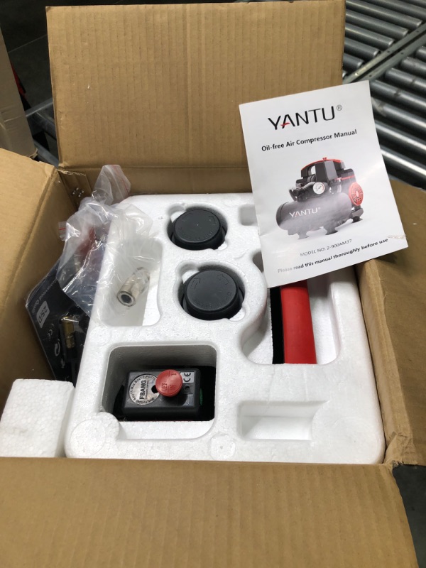 Photo 3 of **BROKEN VALVE** YANTU Air Compressor, Oilless Piston 3L 1.2hp Small Silent Oil-free Portable Air Compressor,Quiet Compressor for Auto Repair, Tire Inflation, Spray Painting, Woodwork Nailing