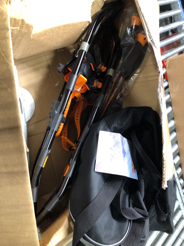 Photo 3 of G2 21/25/30 Inches Light Weight Snowshoes with Toe Box, EVA Padded Ratchet Binding, Heel Lift, Flexible Pivot Bar, Durable Back Strap, Set with Trekking Poles, Carrying Bag, Snow Baskets, Orange/Blue/Red Available Orange 21"(Up to 150lbs)