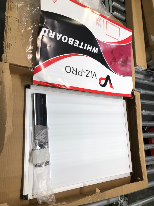 Photo 3 of VIZ-PRO Magnetic Dry Erase White Board, Inches, Black Aluminium Frame Black 24X18 Inches