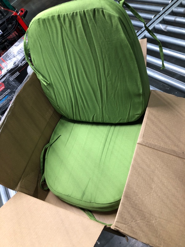 Photo 3 of  Outdoor Chair Cushions Set of 2, Waterproof Patio Furniture Cushions with Ties, Thick Outdoor Cushion Seat Cushion Dining Chair Cushions 18.5" x 16" x 3" Indoor Chair Pads Green