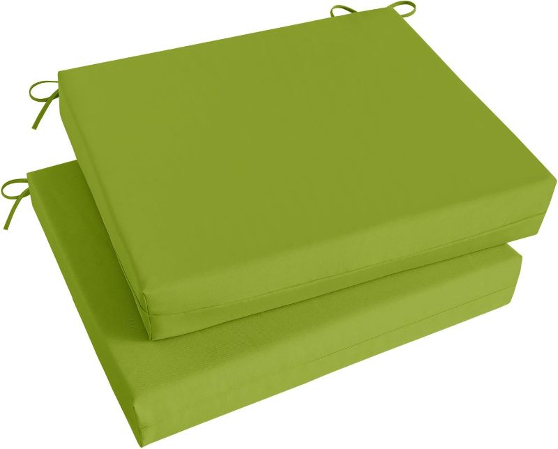 Photo 1 of  Outdoor Chair Cushions Set of 2, Waterproof Patio Furniture Cushions with Ties, Thick Outdoor Cushion Seat Cushion Dining Chair Cushions 18.5" x 16" x 3" Indoor Chair Pads Green