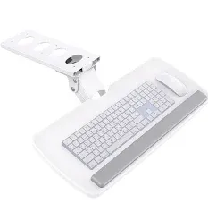 Photo 1 of HUANUO Keyboard Tray Under Desk, 360 Adjustable Ergonomic Sliding Keyboard & Mouse Tray, 25" W x 9.8" D, White