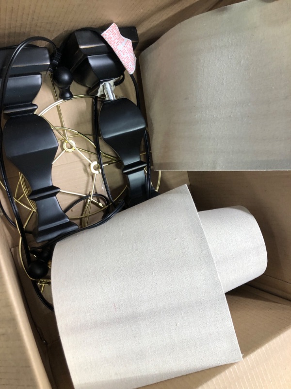 Photo 1 of 20.5" Mid Century Table Lamp Sets of 2 for Living Room Retro Style Farmhouse Table Lamp for Bedroom Classic Beige Resin Bedside Night Light Lamps