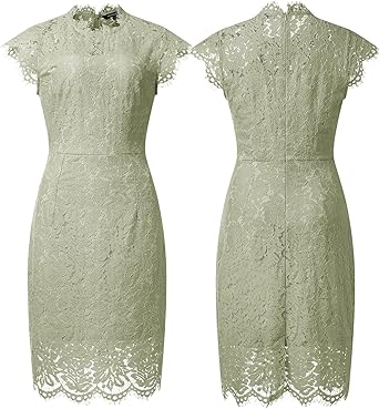 Photo 1 of MEROKEETY Women's Sleeveless Lace Floral Elegant Cocktail Dress Crew Neck Knee Length for Party
