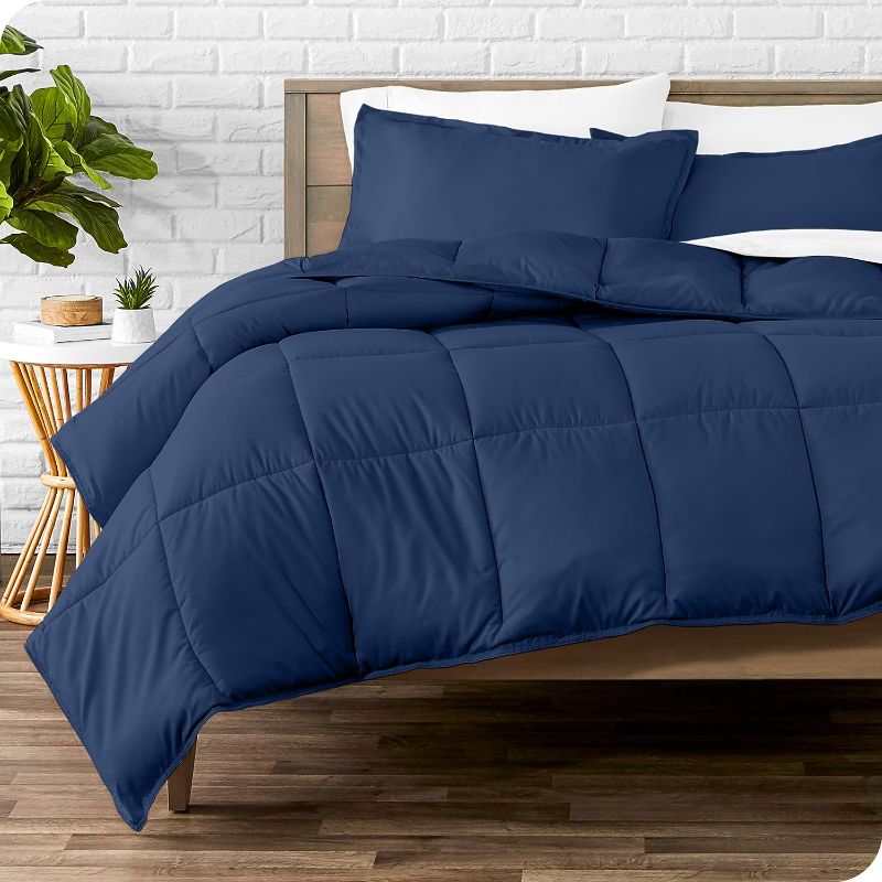 Photo 1 of  Comforter Set - Full Size - Ultra-Soft - Goose Down Alternative - Premium 1800 Series - All Season Warmth (Full, Dark Blue)