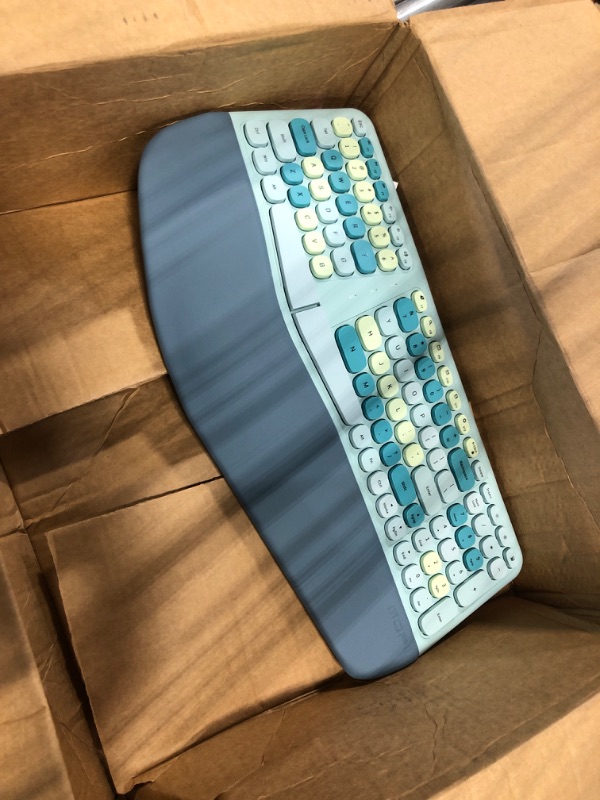 Photo 3 of Wireless Ergonomic Keyboard and Mouse Combo, Split Keyboard, Stain-Resistant Comfortable PU Wrist Rest, Natural Typing, 2.4G Connectivity, Compatible with PC/Laptop (Blue)