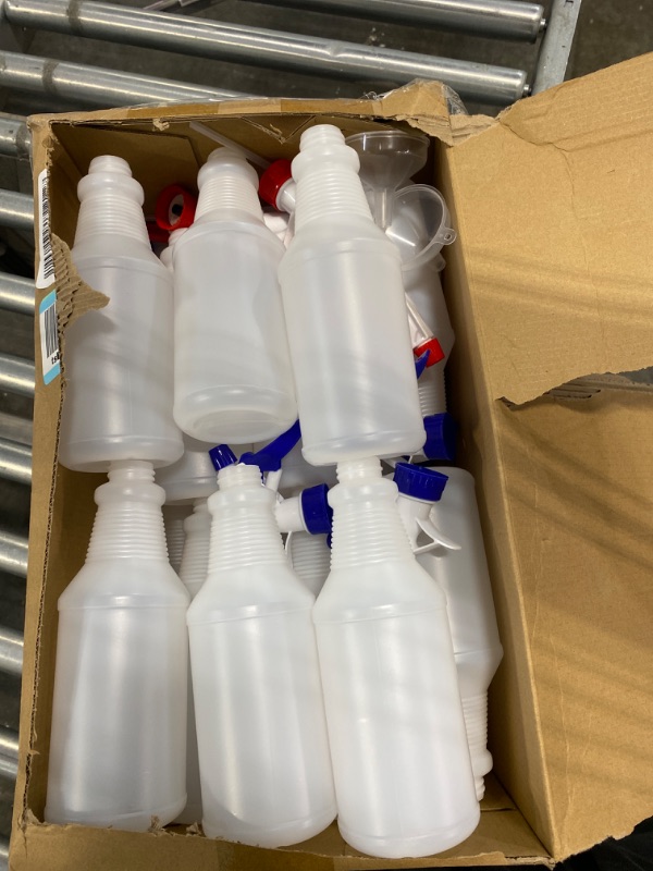 Photo 1 of 18 Pack Spray Bottles 16 Oz Plastic Spray Bottles Refillable Empty Spray Bottles Clear Spray Bottle with Label Funnels and Adjustable Nozzle Spray Bottle for Cleaning Solutions, Hair Spray and Plants