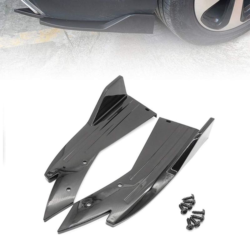 Photo 1 of 2PCS Universal Rear Bumper Lip Diffuser Splitter Canard Protector Front Bumper Lip Body Kit Front Bumper Side Skirt Spoiler Splitter (Carbon Fiber)