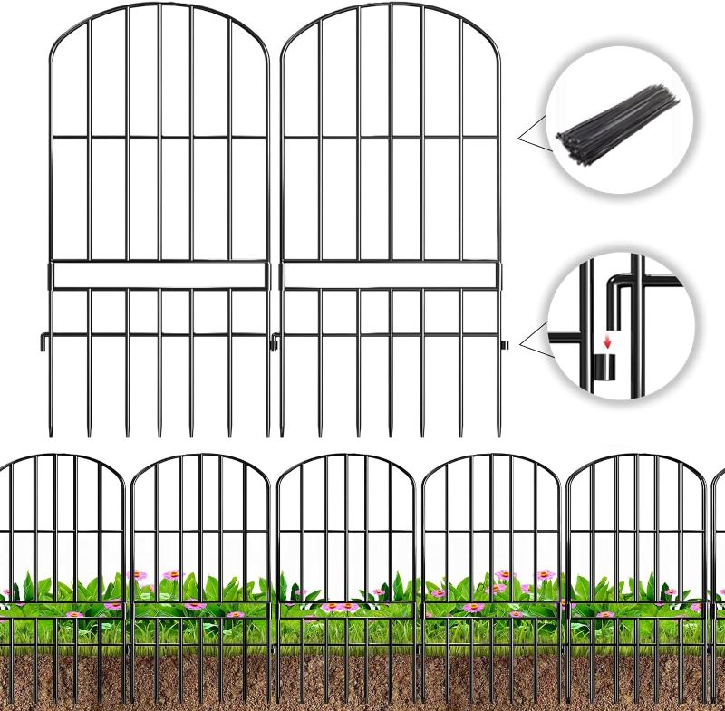Photo 1 of Adavin Animal Barrier Garden Fence,15 Pack Black 12''L x 25"H no dig Fence, Underground dig Protection for Dog Rabbits Rustproof Metal Wire Panel Border, 15 ft Ground Stakes for Outdoor Patio