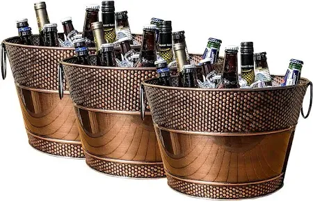 Photo 1 of BREKX Old Tavern Copper-Finish Beverage Bucket / Drink Bucket for Parties, Wedding Gifts, 15 Quarts Set of 3
