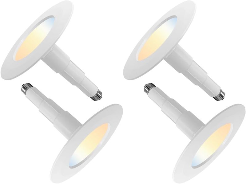 Photo 1 of 4-Pack 5/6 Inch LED Can Lights 5CCT Recessed Lighting,Selectable 2700K/3000K/3500K/4000K/5000K Length Adjustable Retrofit Downlight,12W=60W,800LM,Dimmable,CRI90+,Easy Install
