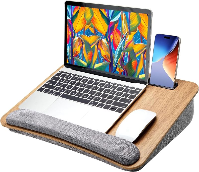 Photo 1 of LORYERGO Lap Desk, Lap Desk for Laptop, Fits up to 15.6", Lap Stand for Bed & Couch, Laptop Lap Desk with Cushion, w/Wrist Pad & Media Slot, for Adult & Kid -LELD12