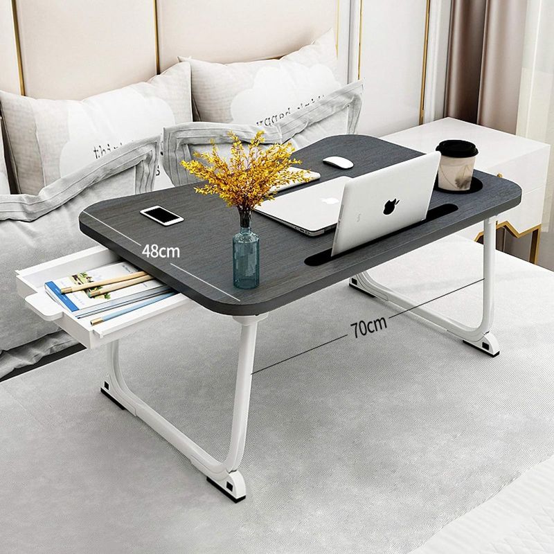 Photo 1 of XXL Bed Table, Extra Large Portable Lap Desk with Cup Holder, Foldable Desk for Bed with Storage Drawer, Ergonomic Standing Lap Table Tray for Student Adult in Sofa(26.8”x18.2”x10.6”)