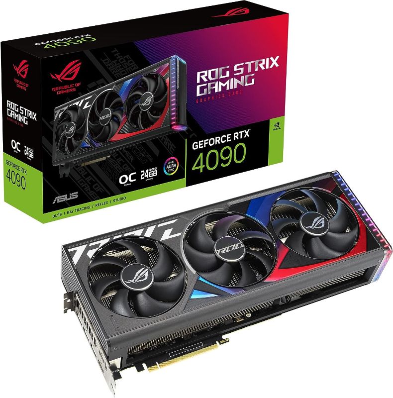 Photo 1 of ASUS ROG Strix GeForce RTX® 4090 OC Edition Gaming Graphics Card (PCIe 4.0, 24GB GDDR6X, HDMI 2.1a, DisplayPort 1.4a)