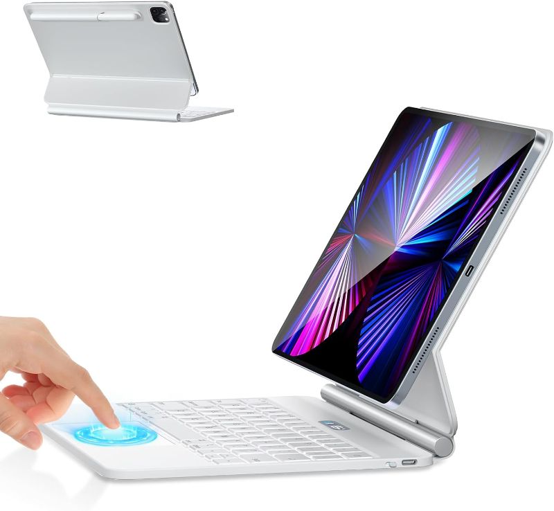 Photo 1 of Keyboard Case for iPad Pro 11 inch 4th/3rd/2nd/1st Gen with Floating Cantilever Stand, Keyboard for iPad Air 5th/4th Gen 10.9 inch, Multi-Touch Trackpad, Pen Holder, Wireless Backlit - White