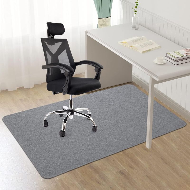 Photo 1 of Edging Office Chair Mat for Hardwood & Tile Floor, 55"x35" Computer Gaming Rolling Chair Mat, Under Desk Low-Pile Rug, Large Anti-Slip Floor Protector for Home Office (Light Grey, 55" x 35")