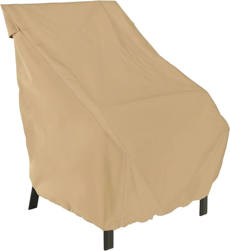 Photo 1 of Classic Accessories Terrazzo High Back Patio Chair Weather Protection Outdoor Furniture (58932-EC) Full Coverage Square Fire Pit Cover, 26"L x 25"D x 34"H, Sand