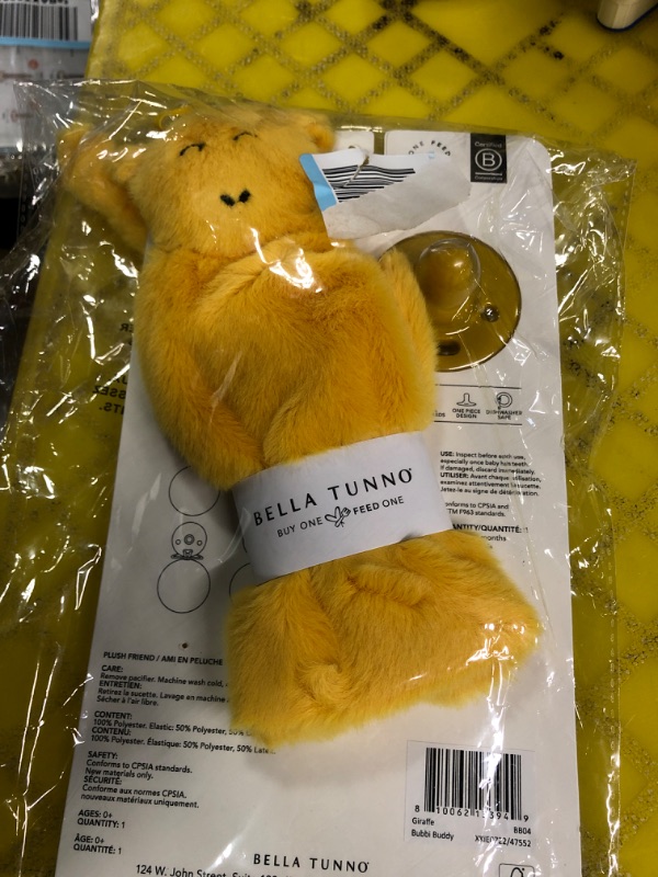 Photo 1 of Bella Tunno Bubbi Buddy – Soft, Plush Lovey Pacifier Holder for Baby Pacifiers to Soothe, Comfort, and Bring Baby Teething Relief, Colorful Animal-Themed Baby Lovey (Giraffe)