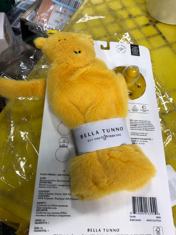 Photo 1 of Bella Tunno Bubbi Buddy – Soft, Plush Lovey Pacifier Holder for Baby Pacifiers to Soothe, Comfort, and Bring Baby Teething Relief, Colorful Animal-Themed Baby Lovey (Giraffe)