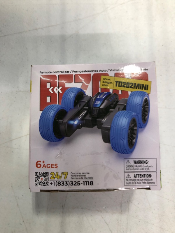 Photo 1 of BEZGAR Remote Control Car - Double Sided Mini RC Stunt Car, 360° Flips Rotating RC Cars with LED Lights, 2.4Ghz Indoor/Outdoor All Terrain Rechargeable Electric Toy Cars Gifts for Boys Kids and Adults Red-black 1:30 Scale