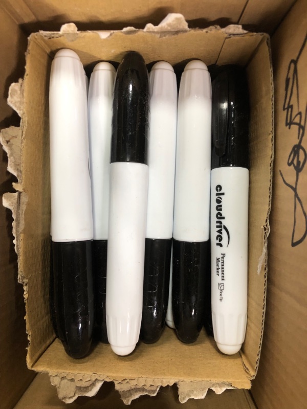 Photo 2 of CLOUDRIVER Jumbo Size Permanent Markers, Black, 20 Pack, Large Permanent Markers, King Permanent Marker, 0.078" Bullet Tip, 3 times larger capacity, Works on Plastic,Wood,Stone,Metal and Glass