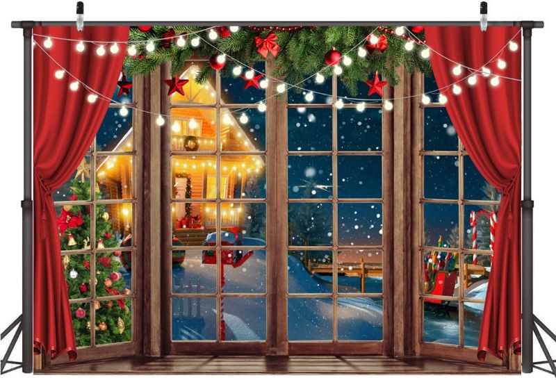 Photo 1 of Alltten 7X5FT Christmas Backdrops for Photography Christmas Cartoon Photography Background Indoors Xmas Tree Snow Backdrop Gift Holiday Party Decoration Christmas Photo Backdrops F22