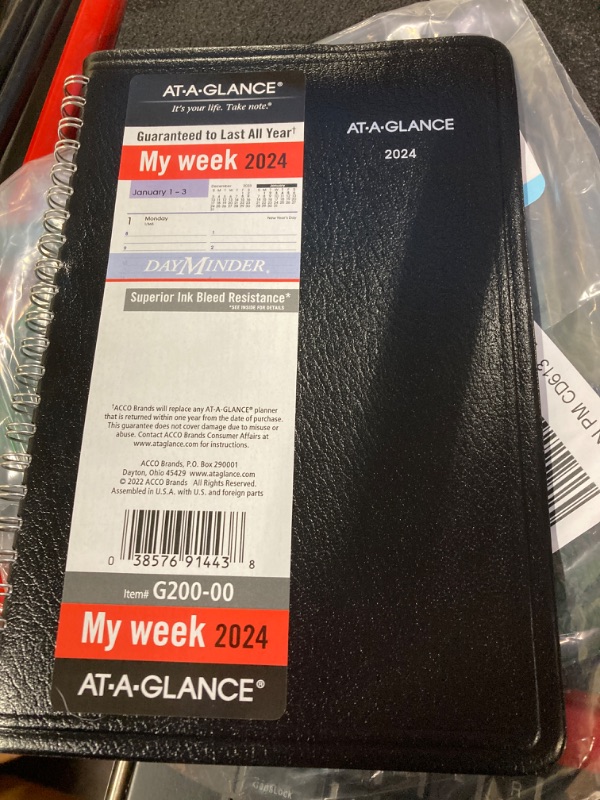 Photo 2 of AT-A-GLANCE 2024 Weekly Appointment Book & Planner, DayMinder, 5" x 8", Small, Spiral Bound, Black (G2000024) 2024 New Edition