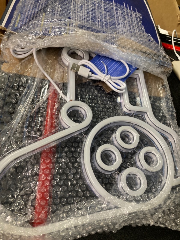 Photo 1 of GGK Game Controller Neon Sign for Gamer Room Decor Gamer Gifts for Teen Boys Room Decor Upgraded Gaming Lights Game Console Neon Light Game Room Sign for Bedroom Wall Decor (Blue Gamepad)