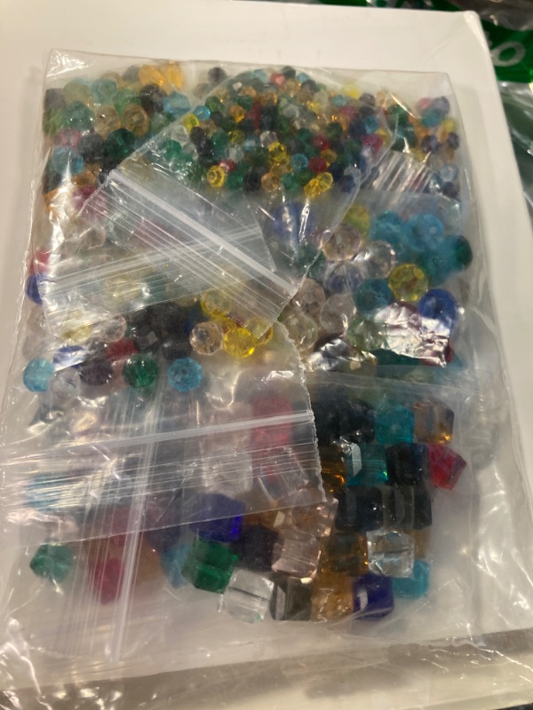 Photo 1 of 1000 Pcs Glass Beads Briolette Crystal Glass Beads Faceted Rondelle Shape Crystal Beads Assorted Colorful Loose Beads for DIY Craft Bracelets, Necklace Jewelry Making, 4 mm 6 mm 8 mm (Fresh Color)