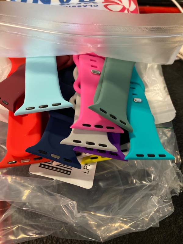 Photo 1 of 14 Pack Watch Bands Compatible with Apple Watch Bands 38mm 40mm 41mm 42mm 44mm 45mm 49mm for Women Men,Apple Watch Sport Band,Apple Watch Silicone Band for iWatch Series Ultra SE 8 7 6 5 4 3 2 1 A-multiple color pack-14 38mm/40mm/41mm