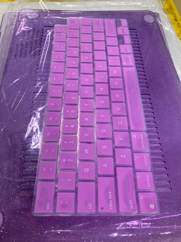 Photo 1 of May Chen MacBook Air 15 inch M2 Case A2941 2023 Release, Plastic Hard Shell Case with Keyboard Cover & Screen Protector for MacBook Air 15 M2 Chip & Liquid Retina Display Touch ID - Purple Glitter