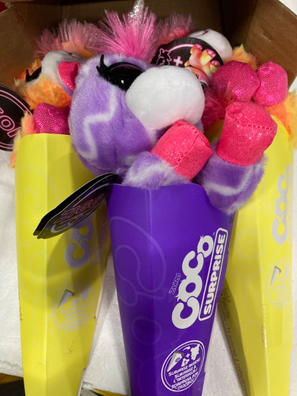 Photo 3 of Coco Surprise Neon (Random 3 Pack) by ZURU Randomly Assorted Animal Plush Toys with Baby Collectible Pencil Topper Character Toy in Cone Mystery Neon Plush