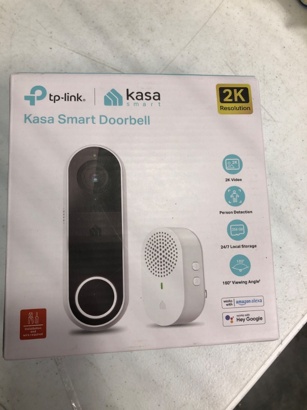 Photo 2 of Kasa Smart Video Doorbell Camera Hardwired w/ Chime, 2K Resolution, Always-on Power, Night Vision, 2-Way Audio, Real-Time Notification, Cloud & SD Card Storage, Works w/ Alexa & Google Home (KD110)