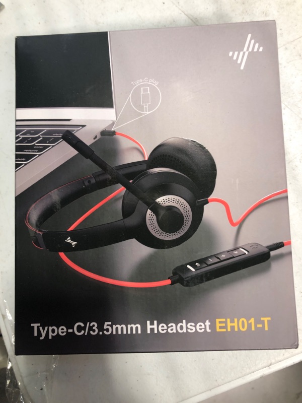 Photo 2 of EAGLEND Headset with Microphone for PC Wired Headphones - USB C 3.5mm Headsets with Noise-Cancelling Microphone for Laptop - Type-C Computer Headphones with Mic in-line Control for Home TYPE-C&3.5mm